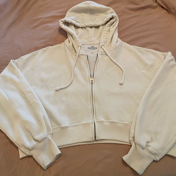 Hollister Tops - Hollister Women's Off-White Zip-Up Hoodie